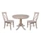International Concepts Round 36 in Rd Top Pedestal Table, 2 Chairs, Weathered Grey, 36 in W, 36 in L, 29.1 in H, Wood K09-36RT-C613P - alternate 1